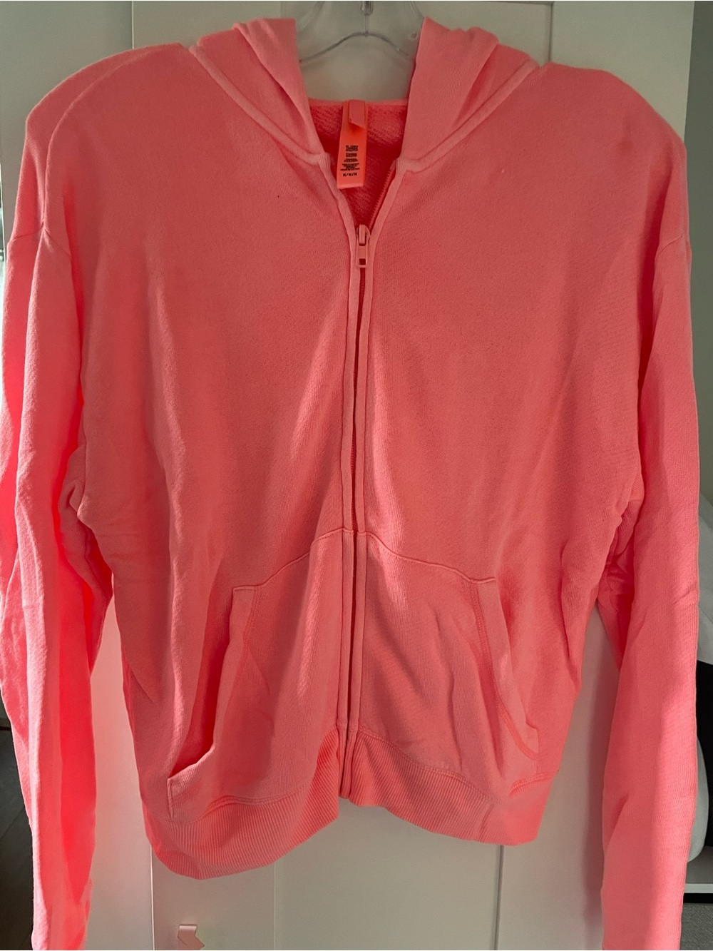 SKIMS Neon Coral Zip Hoodie